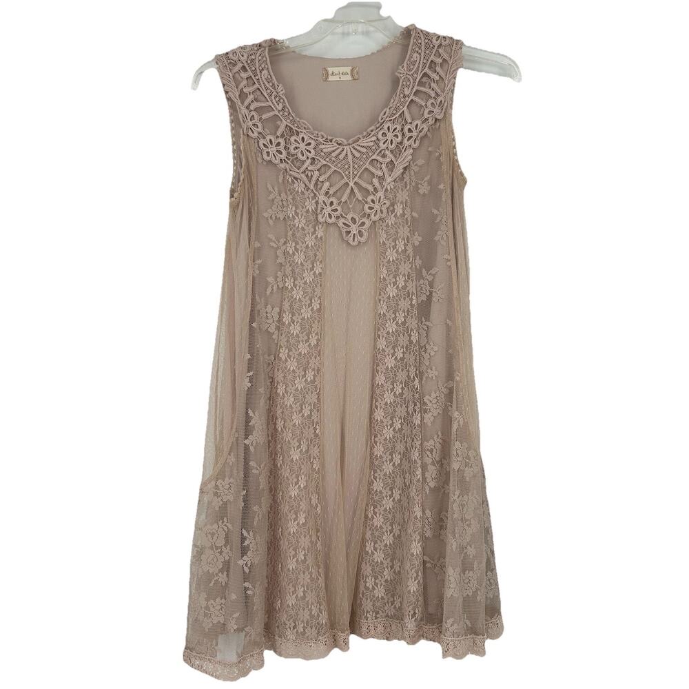 Altar'd State Floral Lace Mini Dress Pink Sleeveless Boho Coquette Size S